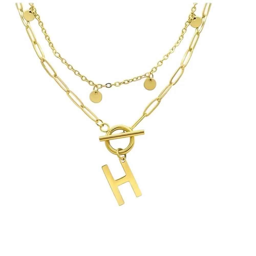 Adornia 14k Plated Confetti & Paper Clip Toggle Necklace